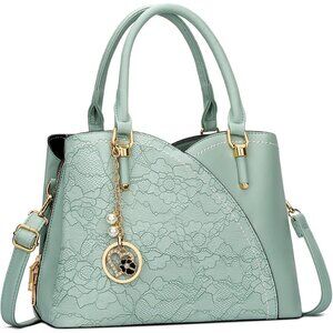 Women’s Green Triple Compartment Satchel Fashion Top Handle Shoulder Bag